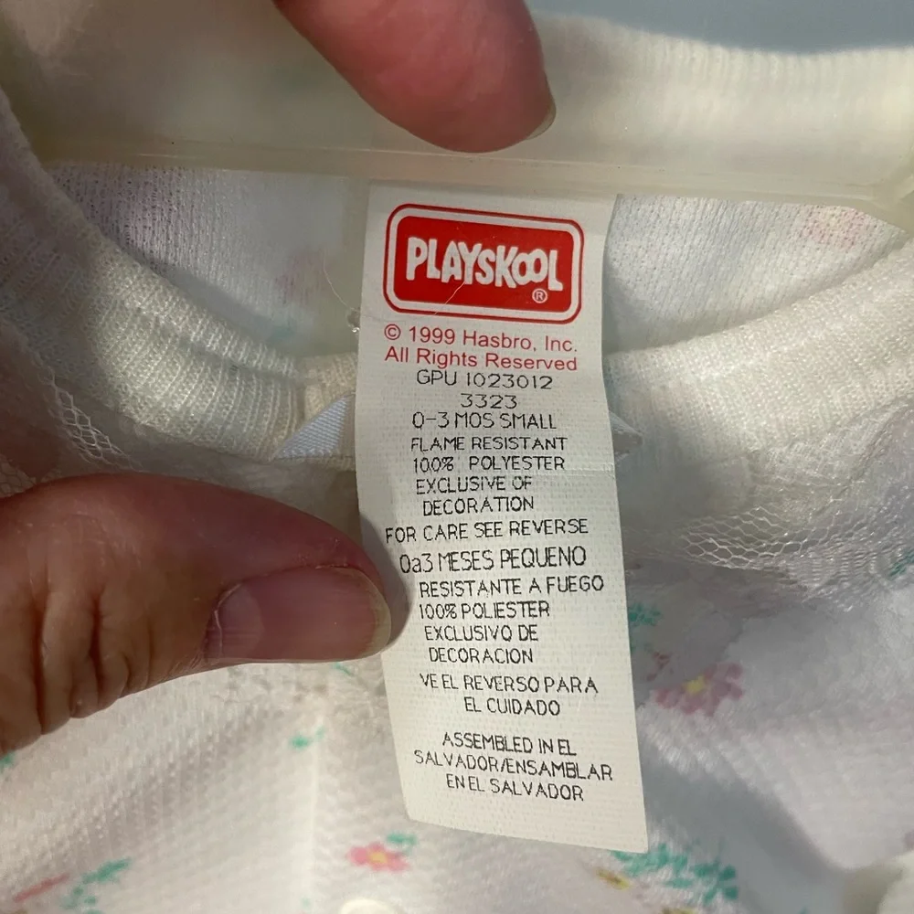 Playskool Vintage‎ Floral Footed Romper Baby Girls 0-3M White Lace 1999 NWT